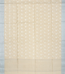 Sandal Woven Blended Linen Saree With Embroidered Star Flower Motifs-Sandal