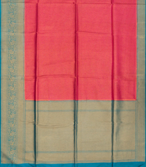 Pink Woven Blended Cotton Saree With Floral Motifs & Contrast Border-Pink