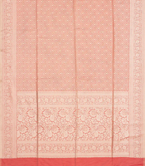 Peach Woven Blended Dupion Monotone Saree With Floral Motifs-Peach