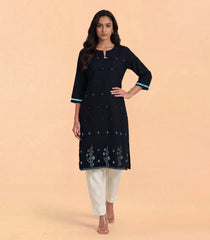 Black Jamdani Motif Kurta-RC5704