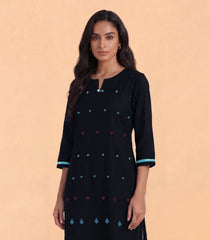 Black Jamdani Motif Kurta-RC5704