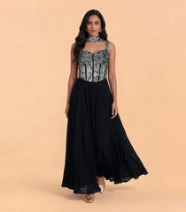 Festive Black Corset Palazzo Set-RC5641