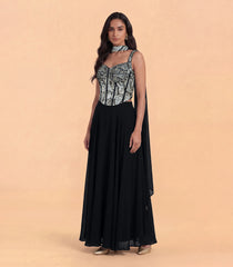 Festive Black Corset Palazzo Set-RC5641