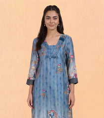 Blue & Grey Printed Kurta Set-RC5669