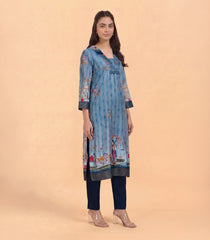 Blue & Grey Printed Kurta Set-RC5669