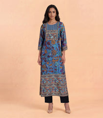 Blue Printed Kalamkari Kurta-KR0875