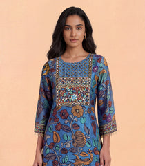 Blue Printed Kalamkari Kurta-KR0875