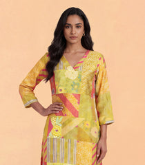 Bright Yellow Abstract Printed Kurta Set-RC5666