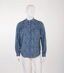 Steel blue short kurta with geometrical print-EW1122