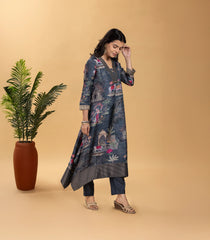 Indigo Blue Pichwai Inspired Printed Co-Ord Set-RC5610