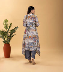 Off- White and Grey Printed Co-Ord Set-RC5611