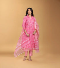 Vibrant Pink Printed Floral 3 piece Kurta Set-RC5603