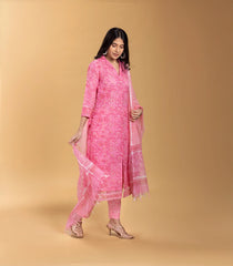 Vibrant Pink Printed Floral 3 piece Kurta Set-RC5603