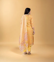 Bright Yellow Floral Printed 3 piece Kurta Set-RC5607