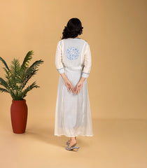 Blue Maxi Dress with White jacket Set-DR0111