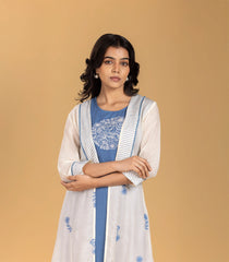 Blue Maxi Dress with White jacket Set-DR0111