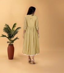 Sage green and Off white embroidered Dress-DR0113
