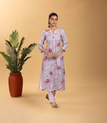 Lilac Floral Printed 2 piece Kurta Set-RC5608