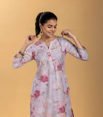 Lilac Floral Printed 2 piece Kurta Set-RC5608