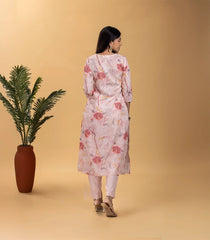 Peach Floral Printed 2 piece Kurta Set-RC5609