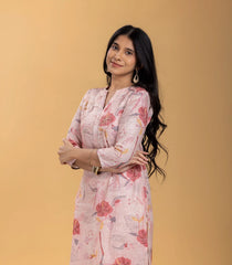 Peach Floral Printed 2 piece Kurta Set-RC5609