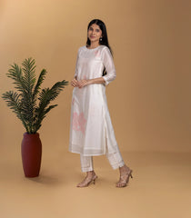 White and Pink Floral printed 2 Piece Kurta Set-RC5612