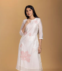 White and Pink Floral printed 2 Piece Kurta Set-RC5612