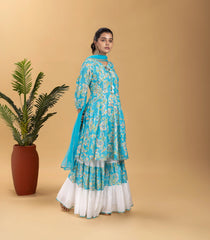 Sky Blue Floral Printed Sharara Set-RC5613