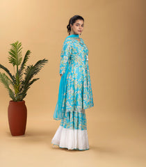 Sky Blue Floral Printed Sharara Set-RC5613
