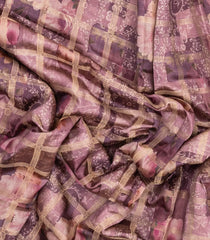 Pink Woven Synthetic Dola Silk Saree With Checks & Printed Motifs - BL4671