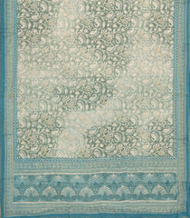 Cardamom Green Woven Synthetic Brasso Saree With Printed Floral Motifs-BL4921