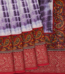 Lavender Chanderi Cotton Saree With Printed Tie & Dye Motifs-Lavander