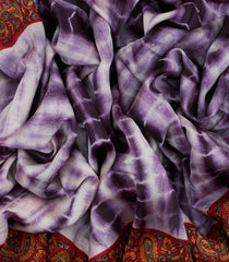 Lavender Chanderi Cotton Saree With Printed Tie & Dye Motifs-Lavander