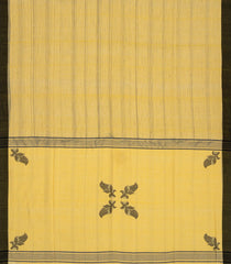 Sandal Handloom Chanderi Cotton Saree With Dotted Stripes-Sandal