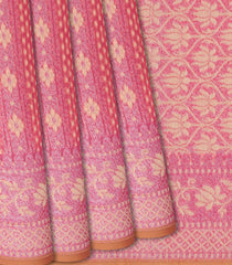 Bubble Gum Pink Handloom Chanderi Cotton Saree With Floral Motifs-BubbleGum Pink