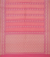 Bubble Gum Pink Handloom Chanderi Cotton Saree With Floral Motifs-BubbleGum Pink