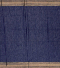 Beige Woven Chanderi Cotton Saree With Indigo Floral Motifs-Beige