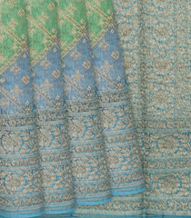 Blue Handwoven Chanderi Silk Cotton Saree With Diamond Motifs-Blue