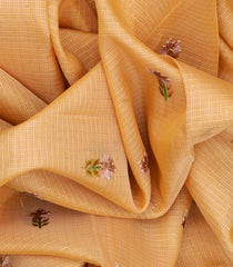 Light Peach Chanderi Cotton Saree With Zari Border-Light Peach