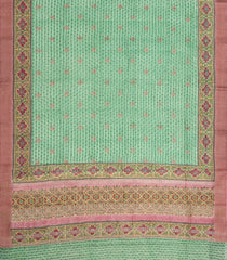 Light Green Chanderi Cotton Saree Printed With Floral Motifs & Buttas-Light Green