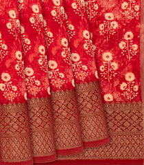 Pink Chanderi Cotton Saree Printed With Floral Motifs-Pink