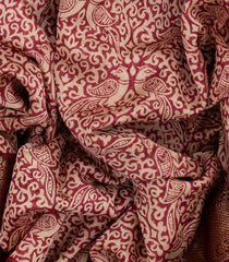 Magenta Chanderi Cotton Saree Printed With Peacock Motifs-Magenta