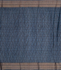 Dark Blue Chanderi Cotton Saree Printed With Diagonal Stripes-Dark Blue