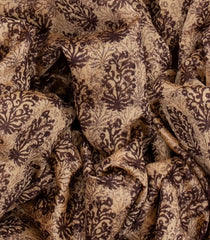 Brown Chanderi Cotton Saree Printed With Floral Motifs -Brown