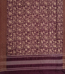 Burgundy Chanderi Cotton Saree Printed With Elephant Motifs-Burgundy