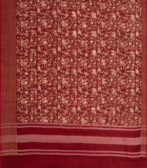 Red Chanderi Cotton Saree Printed With Elephant Motifs-Red