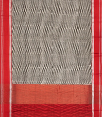 Off White Chanderi Cotton Saree With Printed Motifs & Contrast Border-Off White