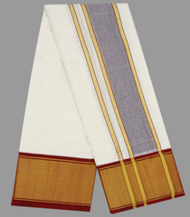 Cream 9 x 9 Sama Jodi 33 kan Handwoven Cotton Dhoti -Cream