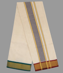 Cream 9 x 5 - 13 kan  Handwoven Cotton Dhoti -Cream