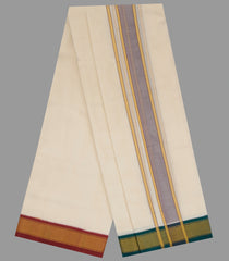 Cream 9 x 5 - 9 kan  Handwoven Cotton Dhoti -Cream